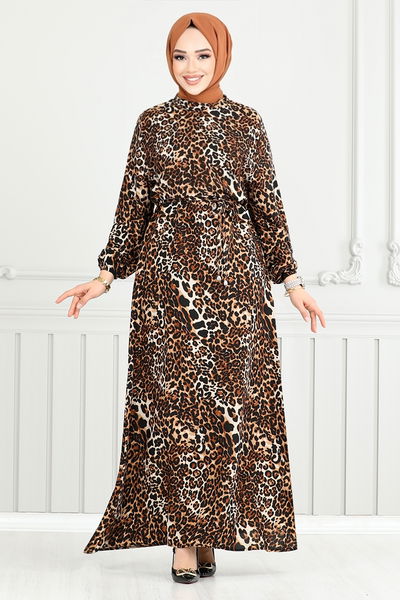 MRV O.Z.R. - Leopard Pattern Viscose Dress 803OZR1047-M Black - 350155