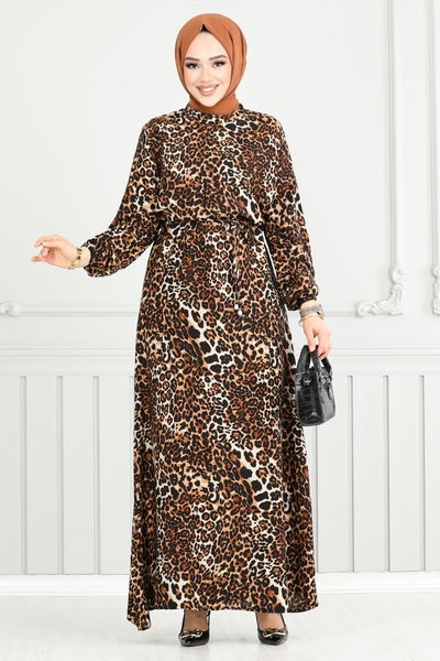 MRV O.Z.R. - Leopard Pattern Viscose Dress 803OZR1047-M Black - 350156