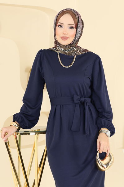 U.K.B. - Manşet Lastikli Kuşaklı Elbise 25008UKB139-MS Laci - 418670