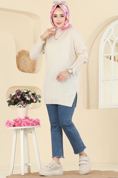 U.Z. - Manşeti Aksesuar Düğmeli Tunik 2425UZ662-MS Taş - 414200