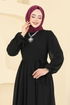 Manşeti Bağcıklı Abiye Elbise 6217BSK463-MS Siyah - Thumbnail