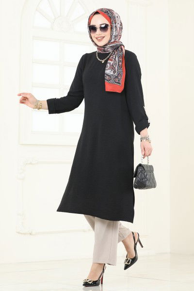 S.V.L. - Manşeti Düğmeli Aerobin Takım 9020S324-MS Siyah&Vizyon