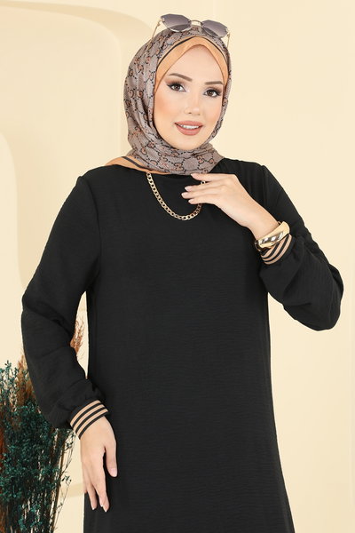 M.O.R. - Manşeti Garni Detaylı Aerobin Elbise 5006MDA386-MS Siyah - 427895