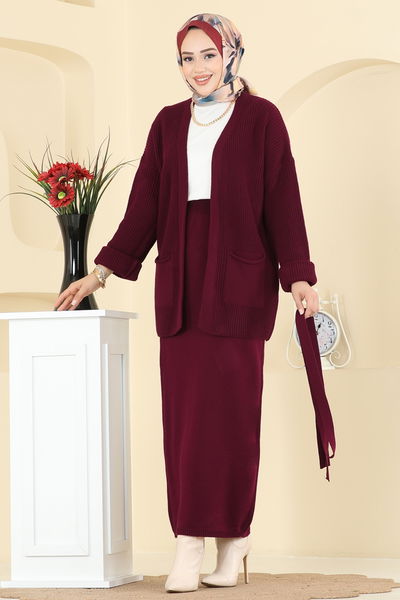 H.B.S. - Manşeti Katlama Detaylı Takım 1017HBS856-MS Bordo - 418835