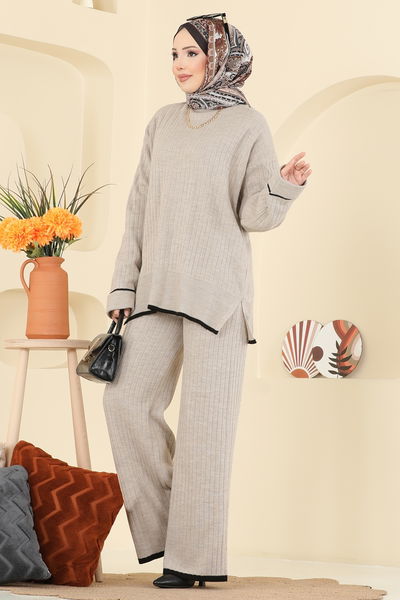 K.L.B. - Manşeti Katlı Triko Takım 8071KLB1050-MS Bej - 413333