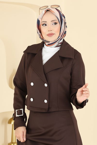 S.L. - Manşeti Kemerli Scuba Takım 2777SL432-MS Koyu Kahve - 417833