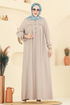 Manşeti Lastik Detaylı Elbise 7103ERK1158-MS Taş - Thumbnail