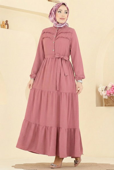 B.M.R. - Manşeti Lastikli Aerobin Elbise 5003BM387-MS Gül Kurusu - 427720