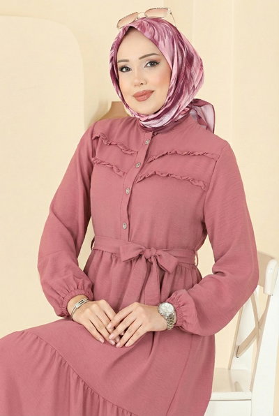 B.M.R. - Manşeti Lastikli Aerobin Elbise 5003BM387-MS Gül Kurusu - 427723