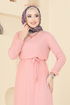 Manşeti Lastikli Bürümcük Elbise 5061UZ662-MS Somon - Thumbnail