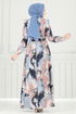 Manşeti Lastikli Desenli Elbise 9034S324-MS Laci - Thumbnail