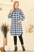 Manşeti Lastikli Ekose Tunik 4123PM271-MS Bebe Mavisi - Thumbnail