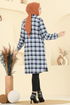 Manşeti Lastikli Ekose Tunik 4123PM271-MS Bebe Mavisi - Thumbnail
