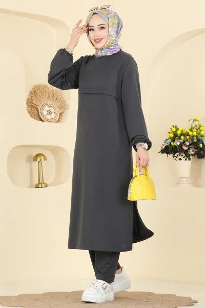 S.B.L. - Manşeti Lastikli İki İplik Takım 1914SBL832-MS Antrasit