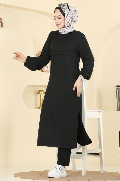 S.B.L. - Manşeti Lastikli İki İplik Takım 1914SBL832-MS Siyah