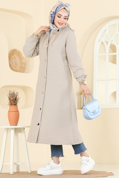 D.F.L. - Manşeti Lastikli Kapitone Kap 2006DFL152-MS Taş - 411306