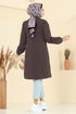 Manşeti Lastikli Terikoton Tunik 3063KTR750-MS Kahve - Thumbnail