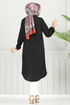 Manşeti Lastikli Tunik 3054KTR750-MS Siyah - Thumbnail