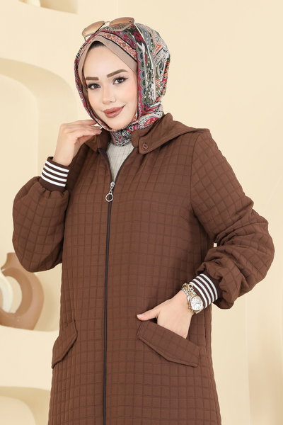 T.R.T. - Manşeti Ribanalı Kapitone Ferace 199TRT545-MS Kahve - 427253