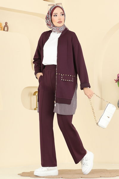 S.B.L. - Metal Aksesuarlı Spor Takım 14410SBL832-MS Mürdüm - 418433