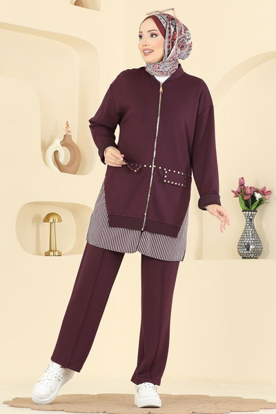 S.B.L. - Metal Aksesuarlı Spor Takım 14410SBL832-MS Mürdüm - 418434