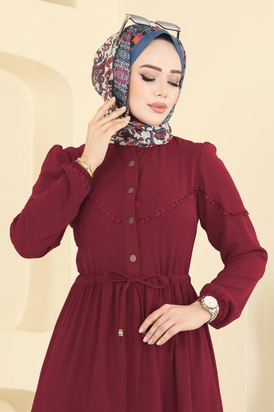 O.R.G. - Motif Detaylı Aerobin Elbise 6601ORG1169-MS Bordo - 424697