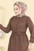 Motif Detaylı Aerobin Elbise 6601ORG1169-MS Kahve - Thumbnail