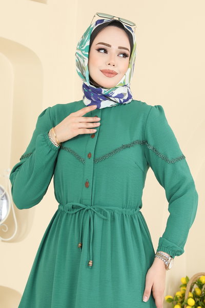 O.R.G. - Motif Detaylı Aerobin Elbise 6601ORG1169-MS Küf Yeşili - 424774