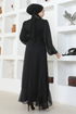 Mousseline Robe de soirée FIN5608 Noir - Thumbnail