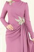 Nakış Detay Abiye Elbise ASM2810-MS Gül Kurusu - Thumbnail