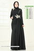 Nakış Detay Abiye Elbise ASM2810-MS Siyah - Thumbnail