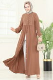 P.L. - Nakış Detay Aerobin Elbise PL9124-MS Açık Kahve