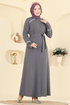 Nakış Detaylı Dabıl Ferace PL9196-MS Antrasit - Thumbnail