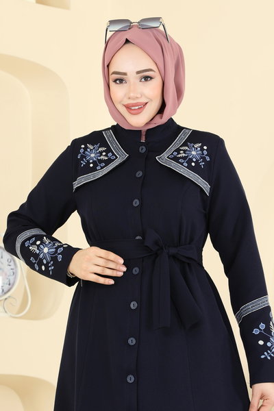 P.L. - Nakış Detaylı Elbise Ferace PL9211-MS Laci - 425908