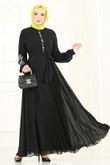 A.B. - Nakış İşlemeli Şifon Elbise 8022AB368-MS Siyah