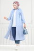 Nakış İşlemeli Tesettür Tunik 4095PM271-MS Bebe Mavisi - Thumbnail