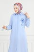 Nakış İşlemeli Tesettür Tunik 4095PM271-MS Bebe Mavisi - Thumbnail