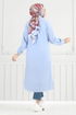Nakış İşlemeli Tesettür Tunik 4095PM271-MS Bebe Mavisi - Thumbnail