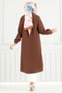 Nakış İşlemeli Tesettür Tunik 4095PM271-MS Kahve - Thumbnail