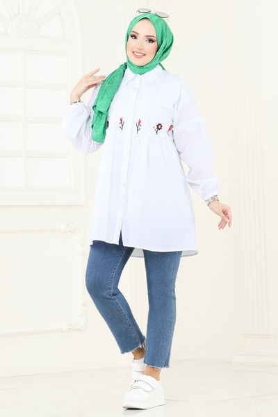 A.S.N. - Nakış İşlemeli Tunik 4060ASN888-MS Ekru - 390507