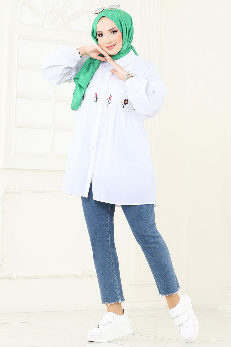 Nakış İşlemeli Tunik 4060ASN888-MS Ekru