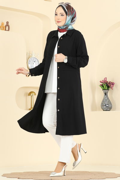 B.G.S. - Nervür Desenli Şık Tunik 2011BG354-MS Siyah - 428411