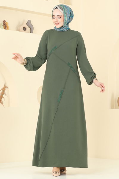 S.L. - Nervür Detay Aerobin Elbise 2651SL432-MS Haki - 368589