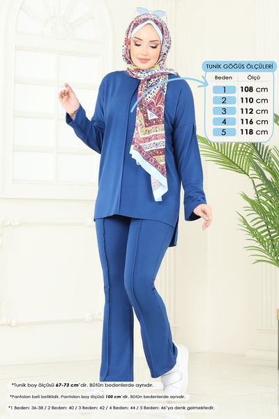 Z.N.K. - Nervür Detay Modal Takım 5689ZNK1009-MS İndigo - 389492