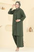 Nervür Detay Tesettür Takım 3104HBS856-MS Haki - Thumbnail