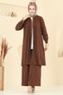Nervür Detay Tesettür Takım 3104HBS856-MS Kahve - Thumbnail