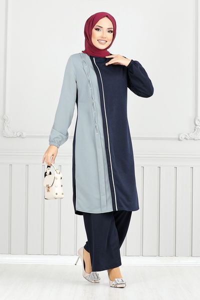 MRV P.L. - Nervür Detay Tesettür Takım 9118PL940-M Laci - 349167