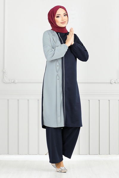 MRV P.L. - Nervür Detay Tesettür Takım 9118PL940-M Laci - 349170