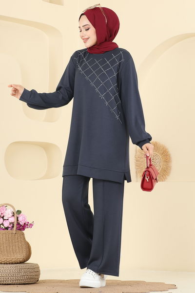 H.B.S. - Nervür Detaylı Modal Takım 3196HBS856-MS Antrasit - 417449