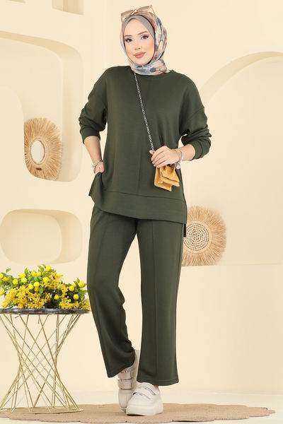 U.Z. - Nervür Detaylı Modal Takım 8010UZ662-MS Haki - 413568